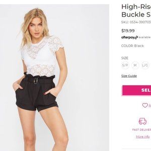 High rise paper bag buckle short